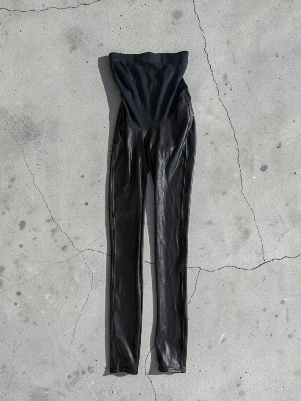 SPANX Maternity Black Faux Leather Leggings Size XS
